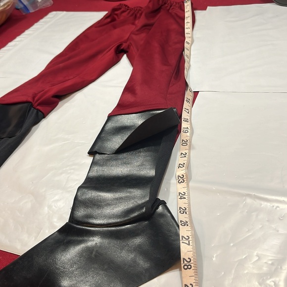 Pirate PANTS burgundy BLACK BOOT COVERS older boys stretchy waist 21”inseam pant - Picture 5 of 9